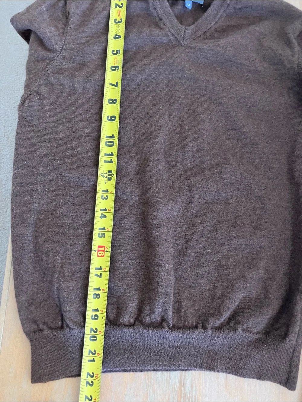 Lorenzo Magni  Men's V-Neck Chocolate Brown V-Neck Sweater Size M 100% Wool